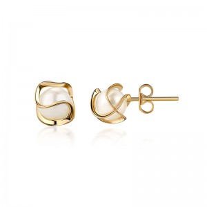 Серьги-гвоздики Hongde с позолоченным жемчугом 18 карат, 4 мм