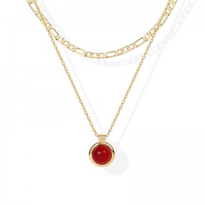 Многослойное колье Hongde Golden Harmony 1-----Многослойные ожерелья с покрытием из 14-каратного золота для женщин. Кулон с драгоценными камнями. Ожерелье-цепочка Фигаро. Сердолик, зеленый авантюрин, многослойное ожерелье из малахита.