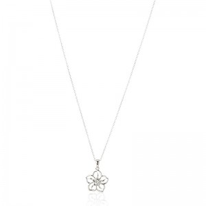Нежное ожерелье с подвеской в ​​виде цветка из настоящего или созданного драгоценного камня, камня, цветка, подвески на цепочке из стерлингового серебра, 18 пробы
